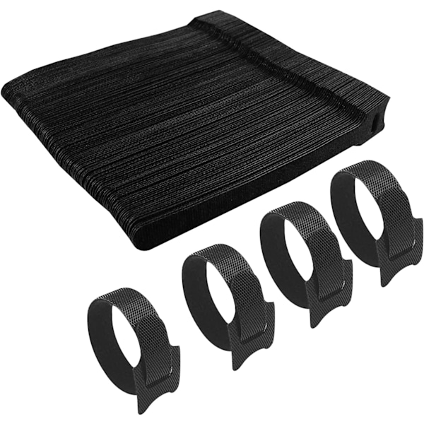 120 stycken kardborreband för kablar 12 x 150 mm (svart set), återanvändbara nylonkabelband, kardborre ca