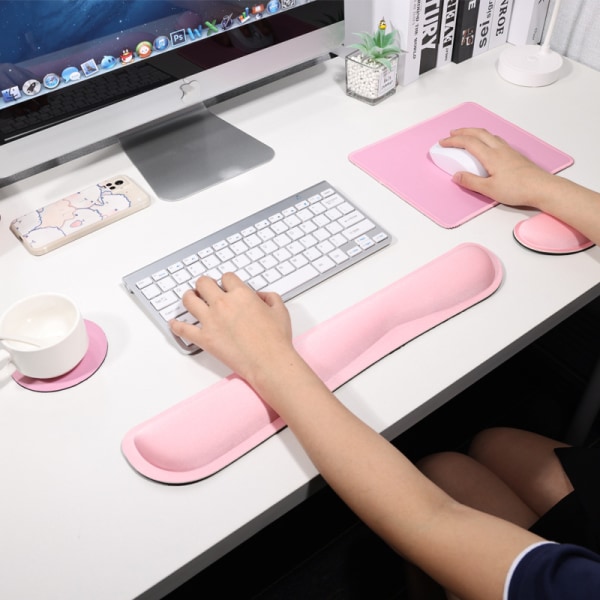 Et stykke pink Upgrade Cleanable PU Læder Keyboard Wrist Pillo