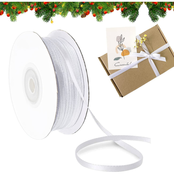 Valkoinen satiininauha, Gift Bow Deco lahjapaketointiin, silkki