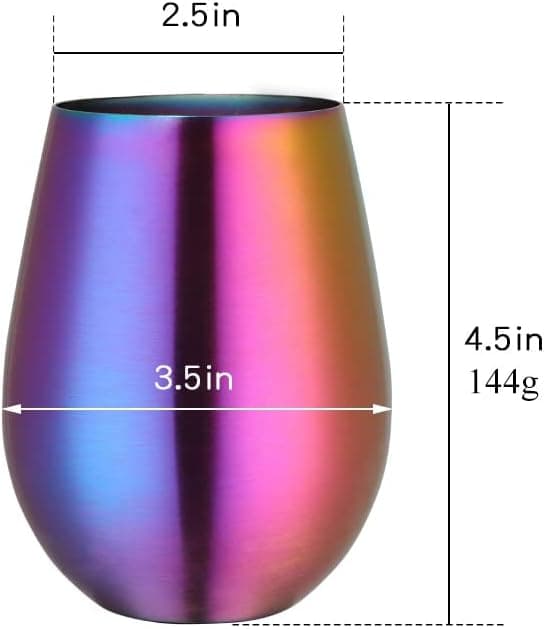 Sett med 6 stilkfri vinglass, 17 oz 18/8 (Rainbow)