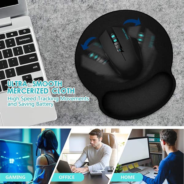 Ergonomisk musematte 3-pakning med håndleddstøtte, rund spill