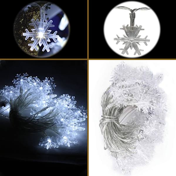Lumihiutalevalot, joulukoristevalot, värikkäät, paristokäyttöiset