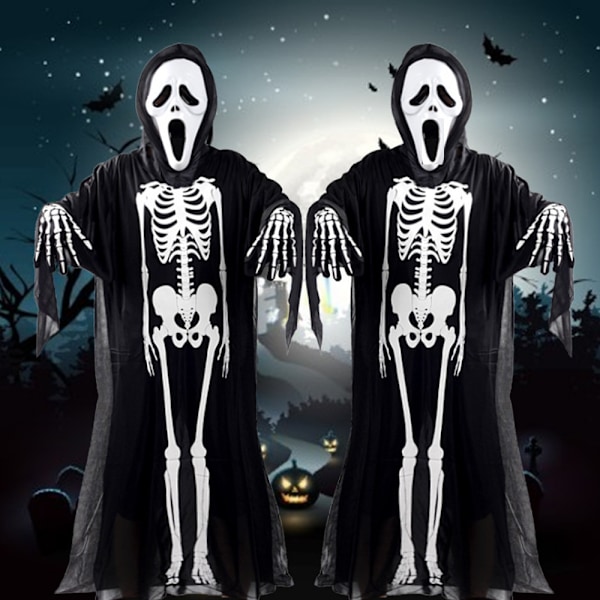 2-pack Skelett Spöke Kläder Maskerad Kostymer Halloween Kostym