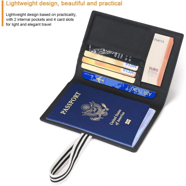 2stk passlommebok, RFID-blokkerende reisepass i ekte skinn