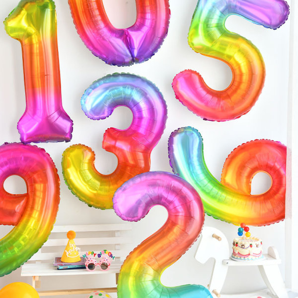 Farverige 2. fødselsdagsballoner - stor nummer 2 ballon nummer 2