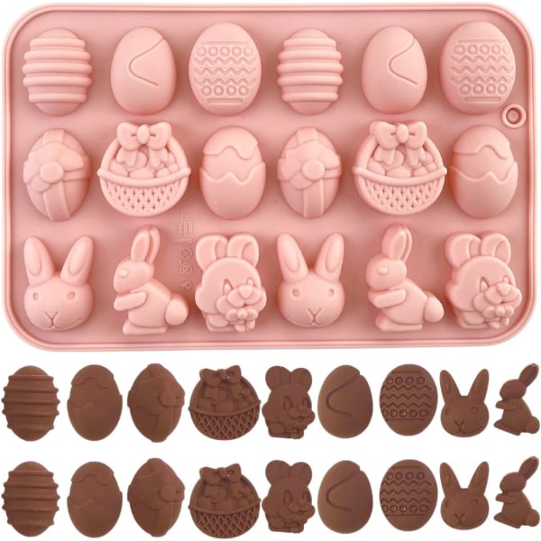 1 x Easter Silicone Chocolate Mold with 18 Cavities for Rabbit E