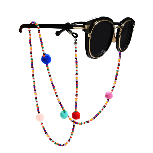 1kpl värikäs helmillä koristeltu silmälasiketju aurinkolasien johto pehmopallosilmä