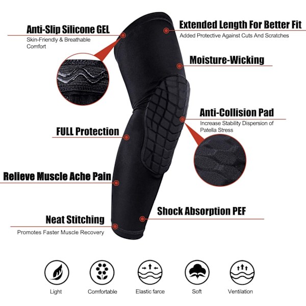 Benvärmare Stretchable Knäskydd Lårskydd, 1 par（xl）,Knä