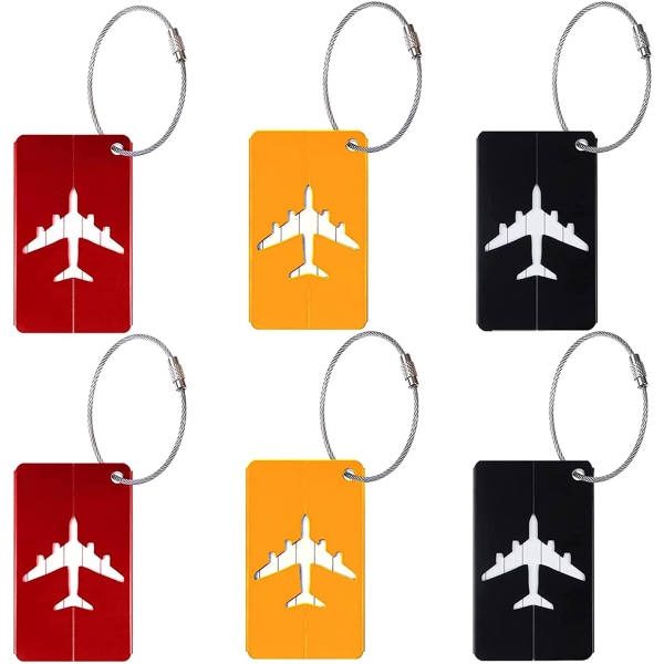 Gull, svart, rødt; 2 hver med flymønster-bagasjemerke, Airp