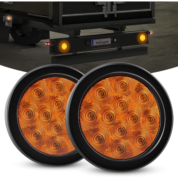 2 stk. LED-trailer baglygter 4 tommer 12LED runde blinklys C