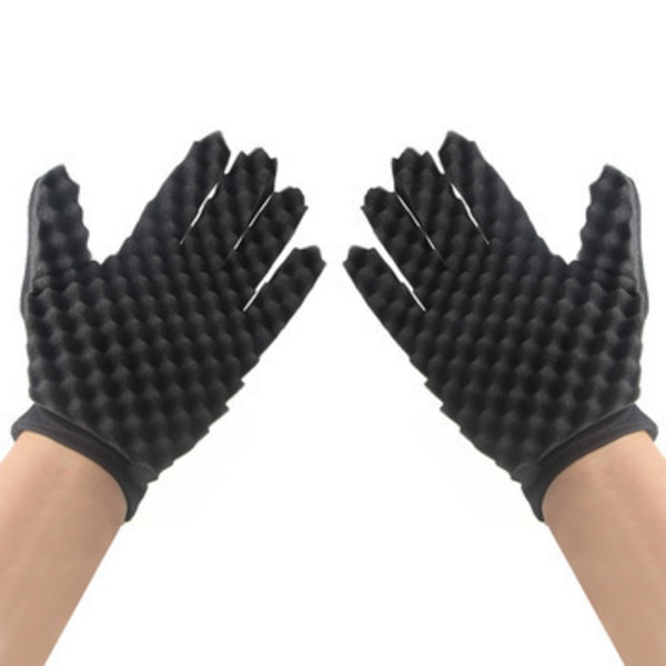 2kpl Magic Curly Sponge Gloves for Barbers Wavy Black Dirty Brai