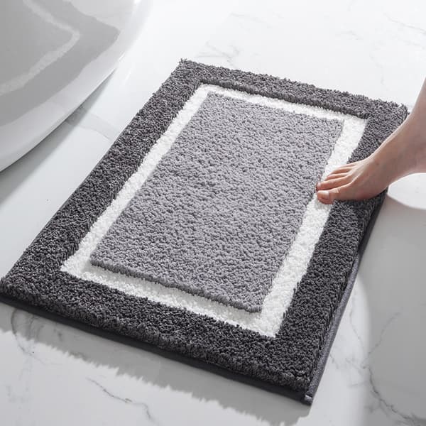 Grå Badrumsmatta, 17\"x24\", Vit och Grå, Extra Mjuk Absorberande