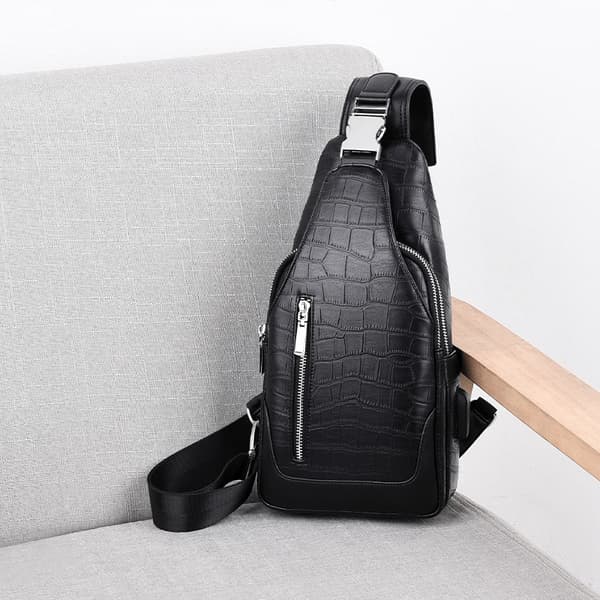 Ny herrhandväska simulerat krokodilmönster modetrend bröst b
