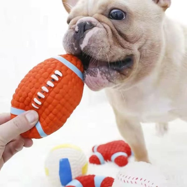 Rugbyboll för hund - Hundleksaker med ljud -14 * 8 cm- Hundboll wi