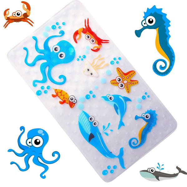 Bath Mats for Tub Kids - Large Cartoon Non-Slip Bathroom Bathtub