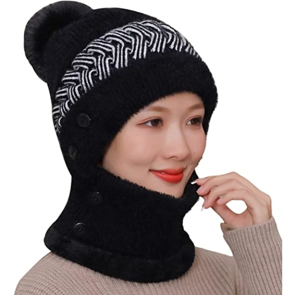 Hattu ja huivi all-in-one naisten syksyn ja talven neulottu hattu s