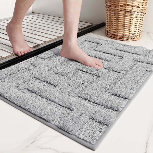 Skridsikker bademåtte 40x60cm grå, absorberende og vaskbar badeværelsesmåtte, grå mikrofiber bademåtte brusemåtte til badeværelse, toilet, køkken, indgang