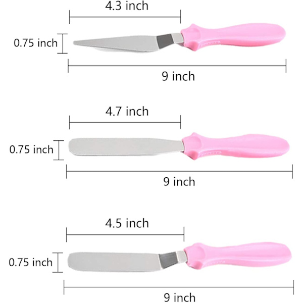 Icing Spatulas Sæt Rustfrit Stål Plastik Kage Spatulas til Cre