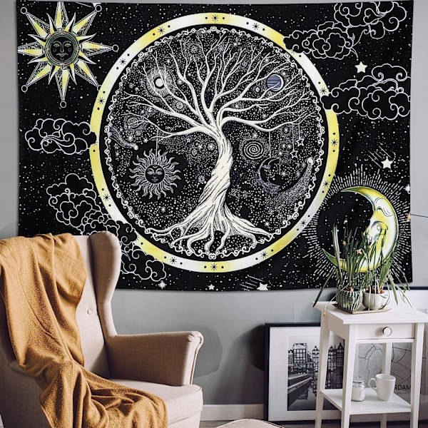 Psykedeelinen tapetti Kuu ja (Aurinko, 130x150cm) Aurinko tapetti Tr