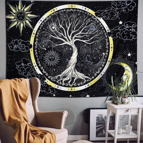 Psykedelisk tapet Måne og (Sol, 130x150cm) Sol tapet Tr