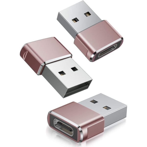 USB C hun til USB A han adapter 3-pack, Type C opladerkabel C