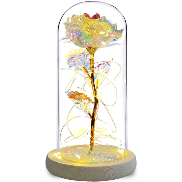 Beauty and the Beast Rose i glaskupol med LED Fairy Light Col