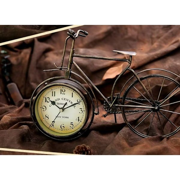 Retro järncykel typ skrivbordsklocka ingen tick tyst retro dekorati