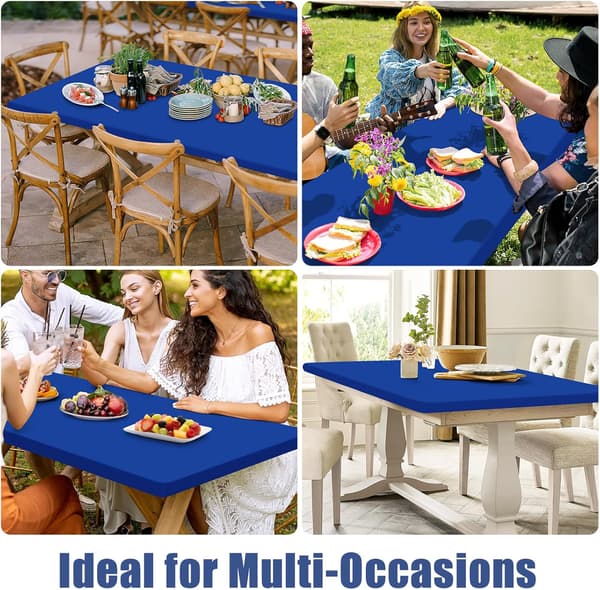 Set med 2 Rektangulära Picknickdukar, för 6 Fots Bord blue 30"x72"
