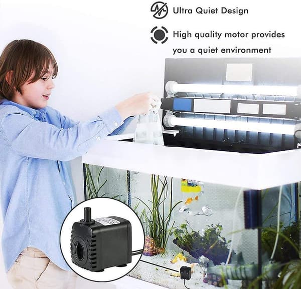 Nedsänkbar vattenpump, 600l/h 8w vattenpump, för akvarium bordstablett