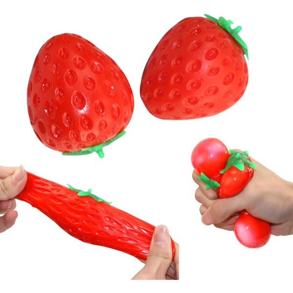 2PCS simulering søt jordbær myk stress ball, gadget sensing