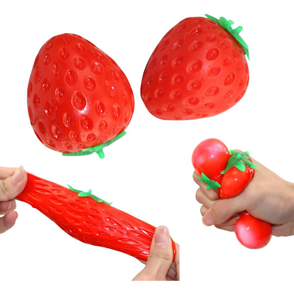 2PCS simulering söt jordgubbsmjuk stressboll, gadget sensing