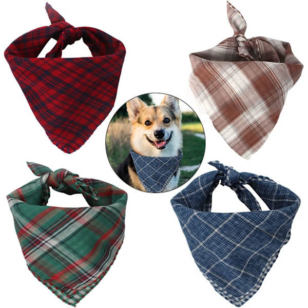 4PCS Hundbandana, Hundbandana Krage Hundbandana Krage Tvättbar Hundbandana Scarf Justerbar Hundbandana Kontrollerar för Valp Katt Husdjur Jul Fancy Dress