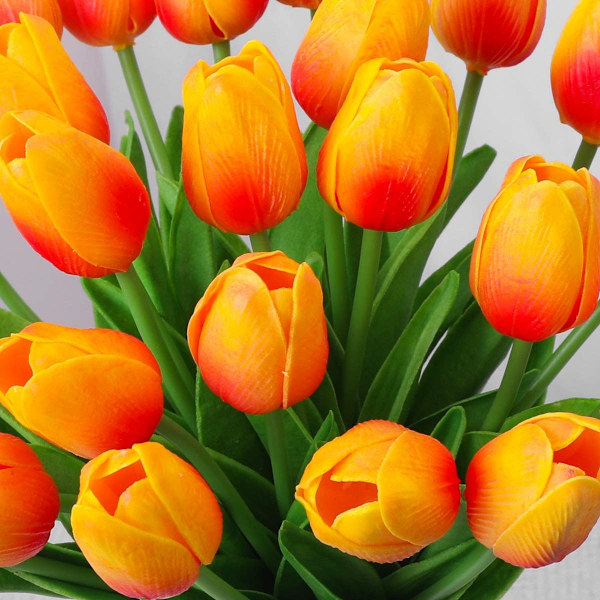 10 st orange konstgjorda tulpaner, konstgjorda blommor i latexmaterial B