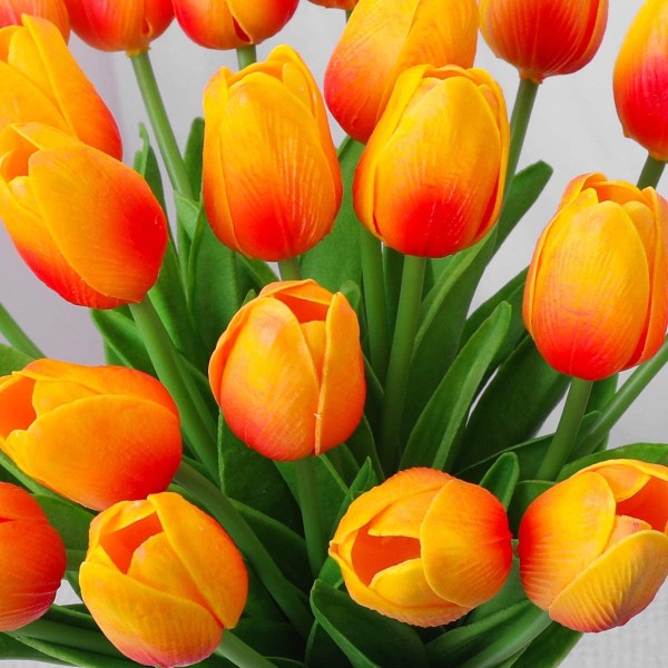 10 stk orange kunstig blomst tulipan falsk blomst latex materiale