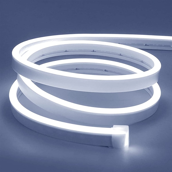 1M LED stripe, 12V 6000K hvit neon stripe dimbar, fleksibel og