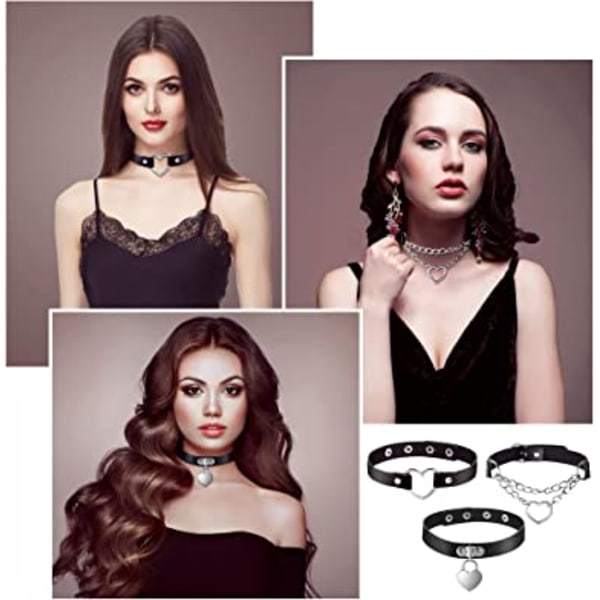 1 stk. Hjerteformet tema skinn choker punk choker justerbar