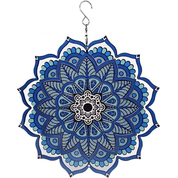 Vindspil Mandala 30cm - 3D Hængende Havepynt i Rustfrit Stål