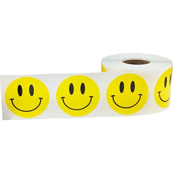 Kampanja, 3 x tarrarulla 1500 kpl Keltainen Happy Face Circle Dot