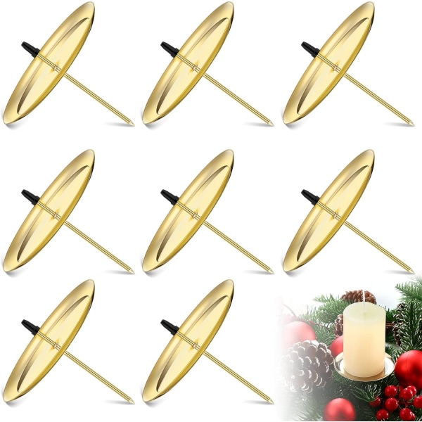 8 stk. 7,5 cm/2,95 tommer metalplade lysestager adventskrans