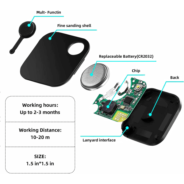 4 PCS GPS Tracker Smart Locator Bluetooth lapsille, koirille, E