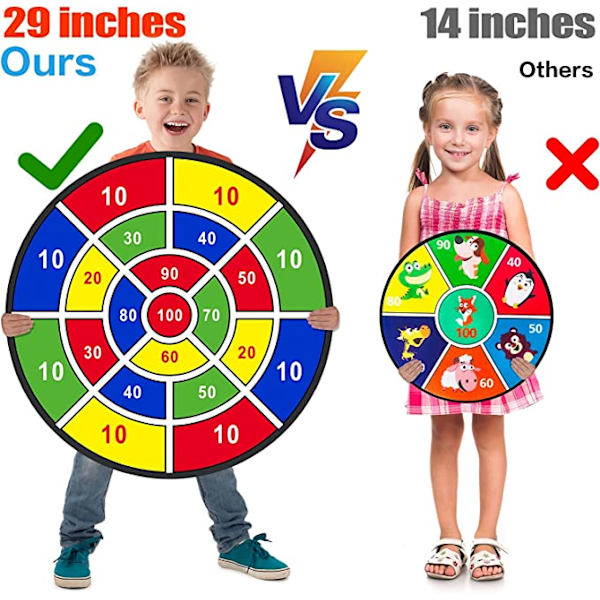 29\" Suuri Dart-taulu Lapsille, Lasten Dart-taulu 12 Tarra-pallolla