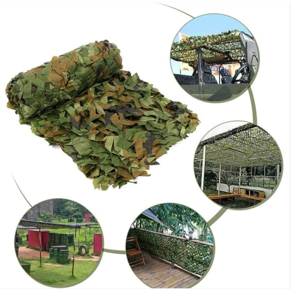 Rektangulær skygge sejl i grøn camouflage mesh, 4x5m, camouflage