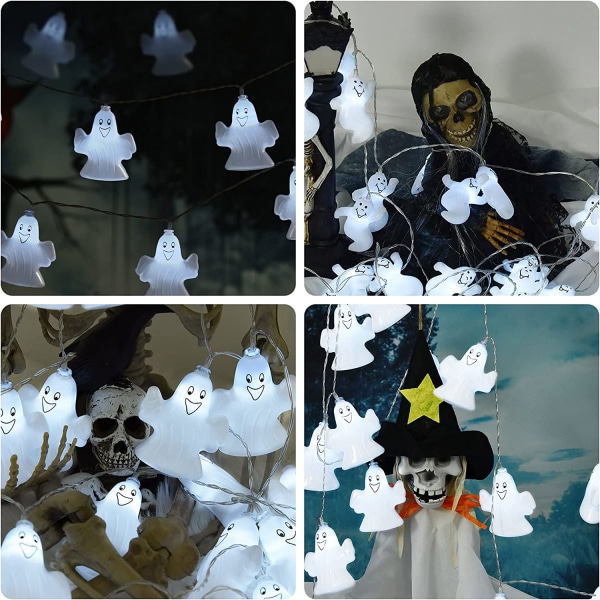 Spøkelseslyslenke, Halloween søt dekorasjon med 20 LED-spøkelser