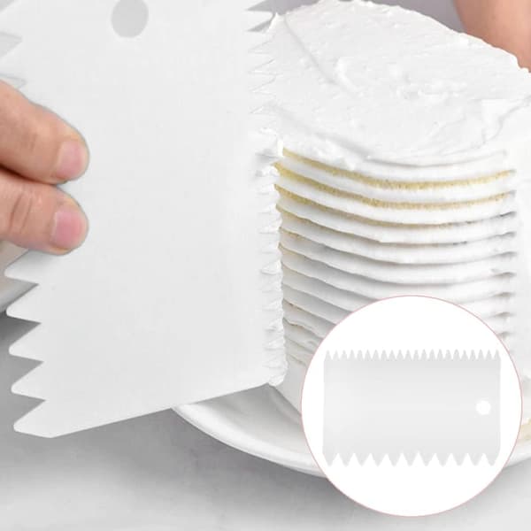 Hvit - Deigskrape, 3 stykker Kakeskrape, Plastdeigkutter