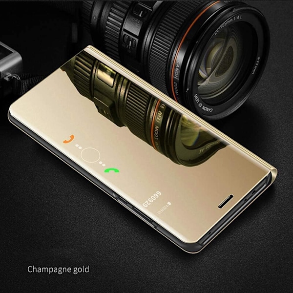 Spejl Flip Cover Akryl Etuier til Huawei P30 Pro (Guld)