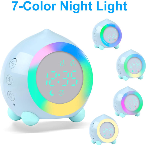 Børnevækkeur LED lyser op (blå)Digital lampe Alarm Clo