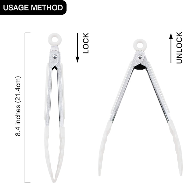 Mini Silikon Serverings Tång Set 21.5cm 8.46inch Snövit