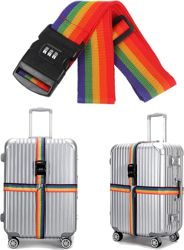 2-pack resväskestroppar 1,9 m * 5 cm, justerbara resväskestroppar med