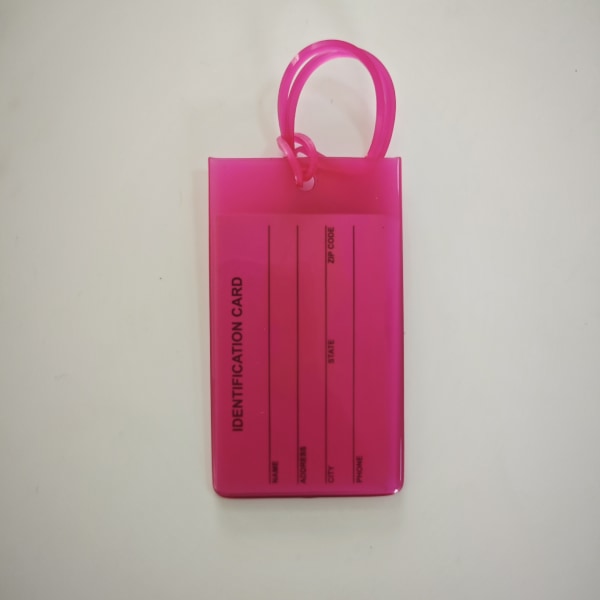 Lyserøde 5-paks bagagemærker, bløde silikone-id-mærker til tasker og sui