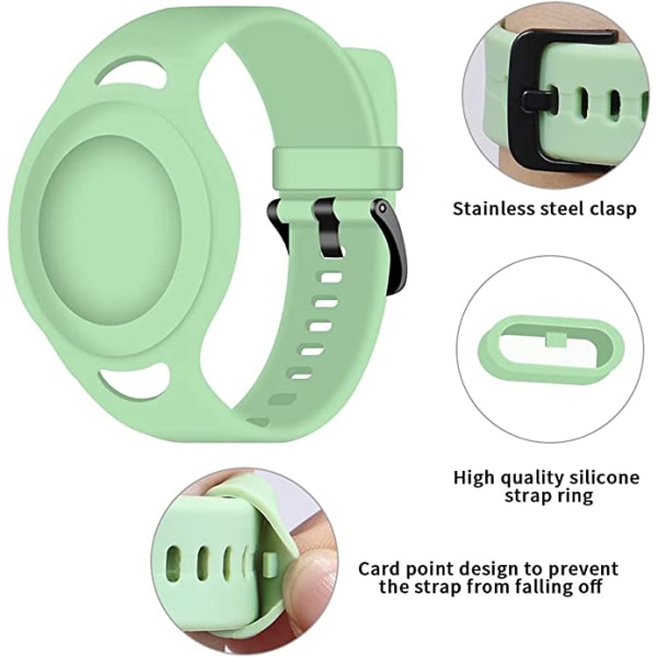 Beskyttelsesetui med silikonestrop (grøn) til Apple Airtag-armbånd